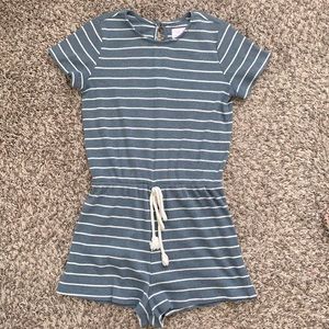 Pink Lily blue and white striped romper